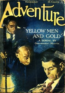 The first cover of the old pulp fiction magazine Adventure.