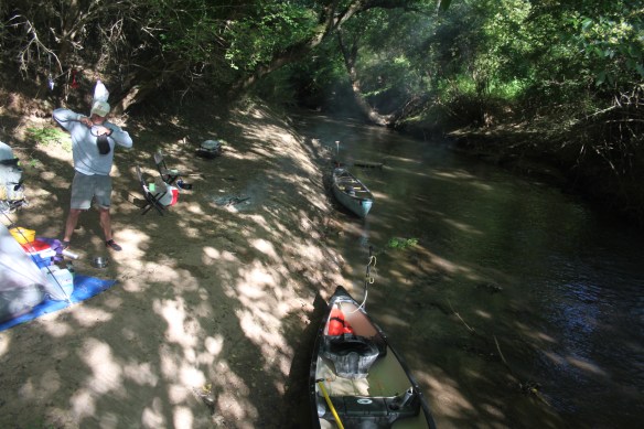 Our boats on Rose Creek just before we broke camp to make the Jackson Speed Run down the Oconee.